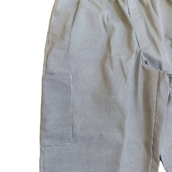 Chef Pants Black & White Houndstooth Unisex Elastic Waist Two Large Pockets - Picture 4 of 5